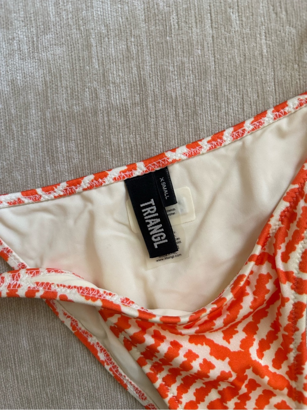 triangl swimwear Orange & White Tie-String Bikini Set - Picture 2 of 3